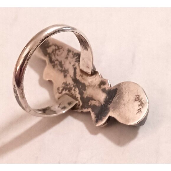 Navajo vtg Turquoise Coral ring sz 7-7.5 (1186) - Picture 5 of 7